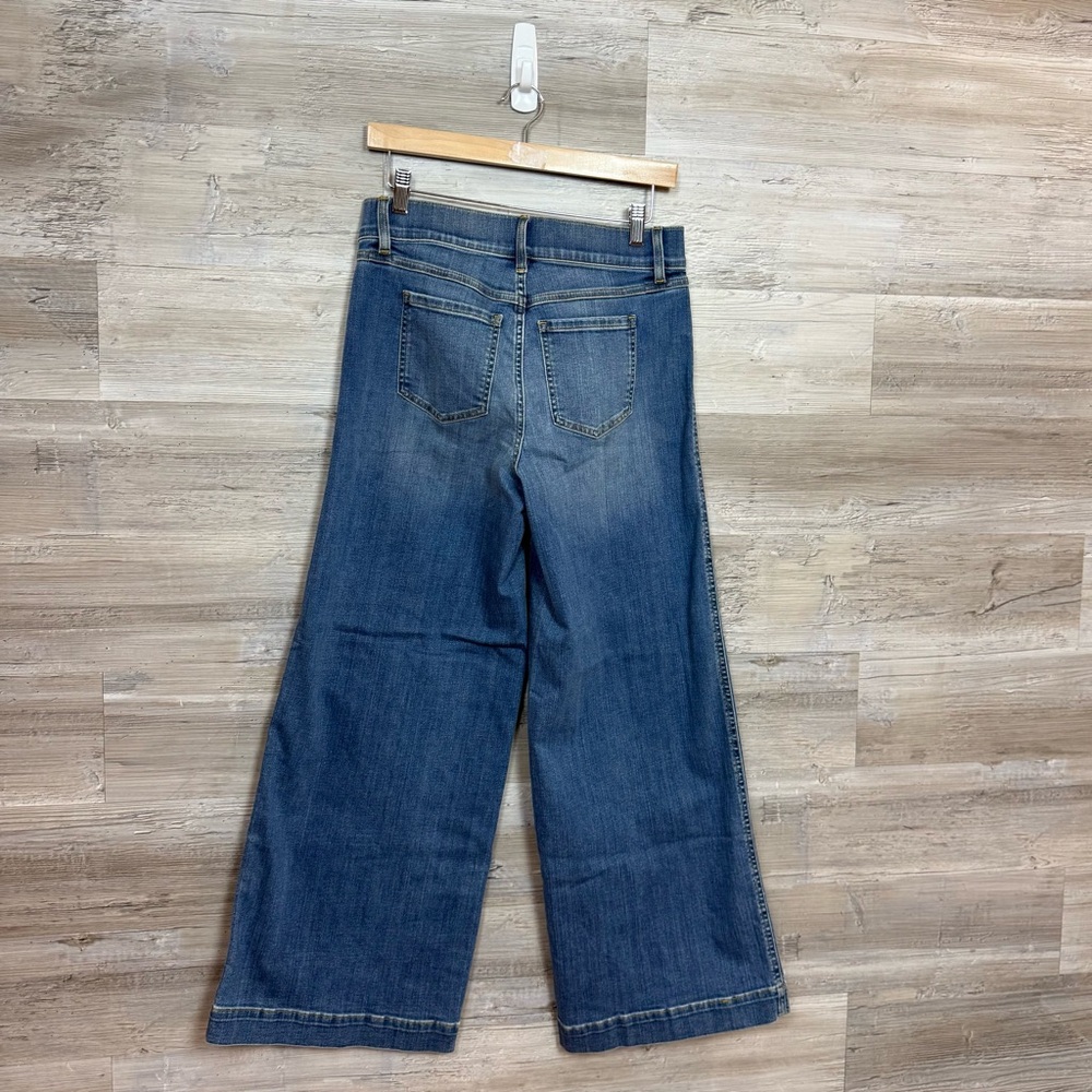 SPANX Seamed-Front Wide Leg Jeans - Blue Pull-On Shaping Denim - Size M - Picture 7 of 13